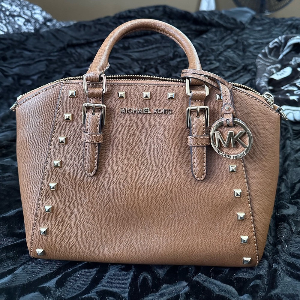 Tan studded Selma Michael Kors bag